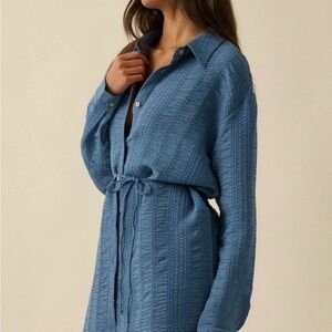 Promesa Blue Button-Up romper dress